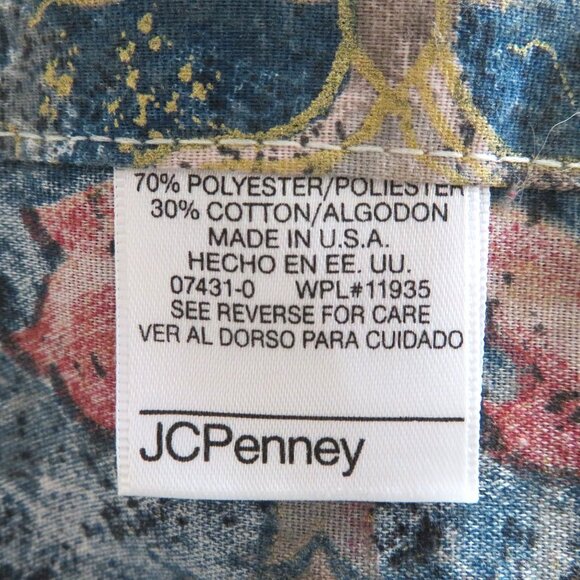 New Vintage JCPenney Valance Curtain Scalloped Blue Floral Stripe Pattern USA - Picture 9 of 11